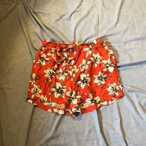 Forever 21 floral flow paper bag shorts